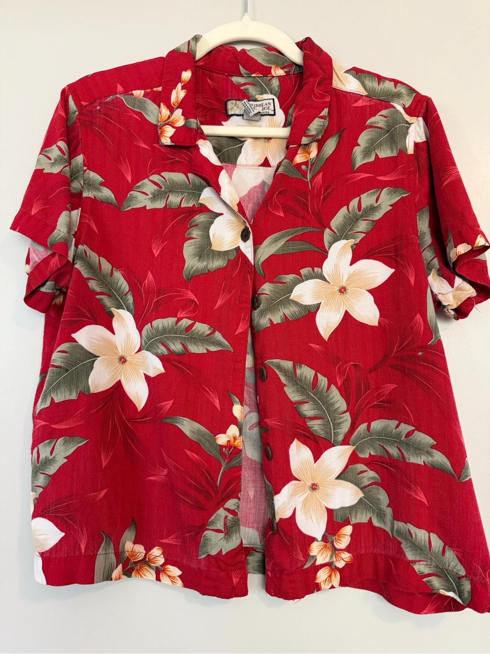 Caribbean Joe Red Floral Button-Down Shirt